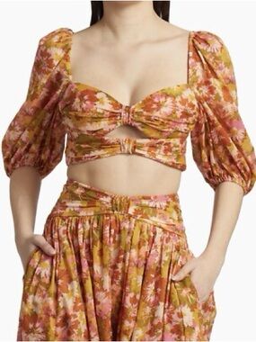 Zimmermann NWT Violet Floral Crop Top Size 0 or US Small